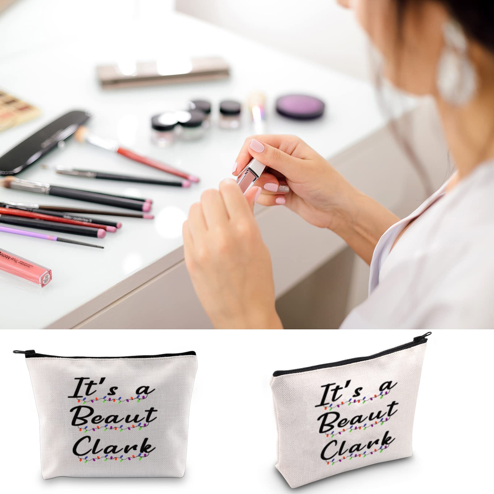 BLUPARK Funny Christmas Vacation Makeup Bag - 'It's A Beaut Clark' National Lampoons Gift for Women | Holiday Travel Cosmetic Pouch & Stocking Stuffer