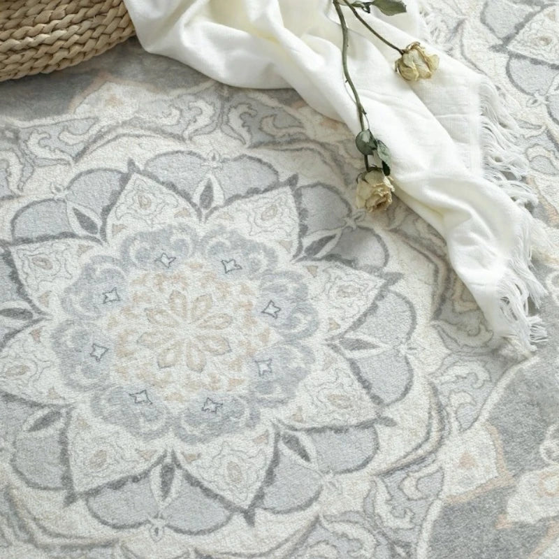 Luxury Ailani Velvet Persian Floral Area Rug - Soft Non-Slip Living Room Carpet for Bedroom, Dining Room & Home Decor