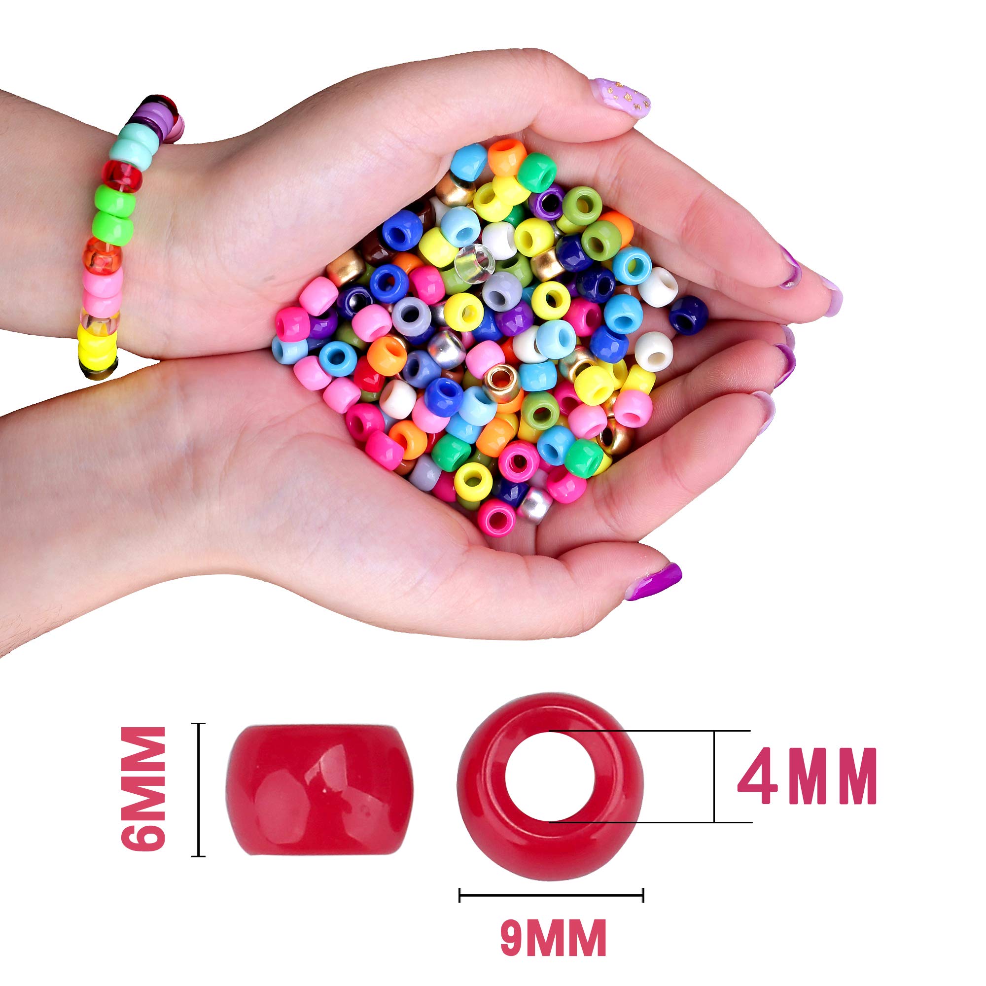 Greentime 9mm Pony Beads Bracelet Making Kit - 24 Rainbow Opaque Beads for DIY Friendship Bracelets & Necklace Crafts - Perfect for Independence Day Gifts, Kids Jewelry Making & Summer Camp Activities