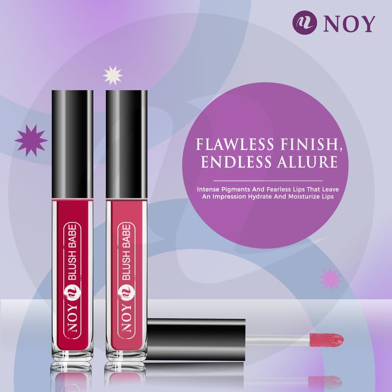 NOY Smudgeproof Matte Liquid Lipstick - Long Lasting, Waterproof Lipstick Set (Wine, Coffee Wine, Purple, Magenta) - Combo of 4 Shades for Soft & Romantic Looks - Perfect for Date Night, Parties & Special Occasions