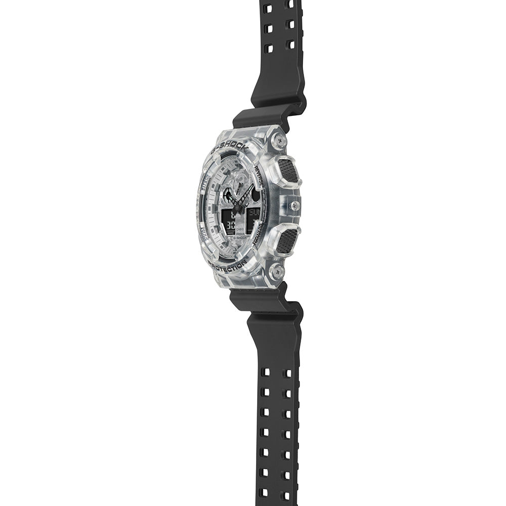 G Shock GA100SKC 1A Transparent Digital Analog Watch - Stylish Sport Watch for Men, Water Resistant & Shockproof - Perfect for Outdoor Activities, Running, and Workouts
