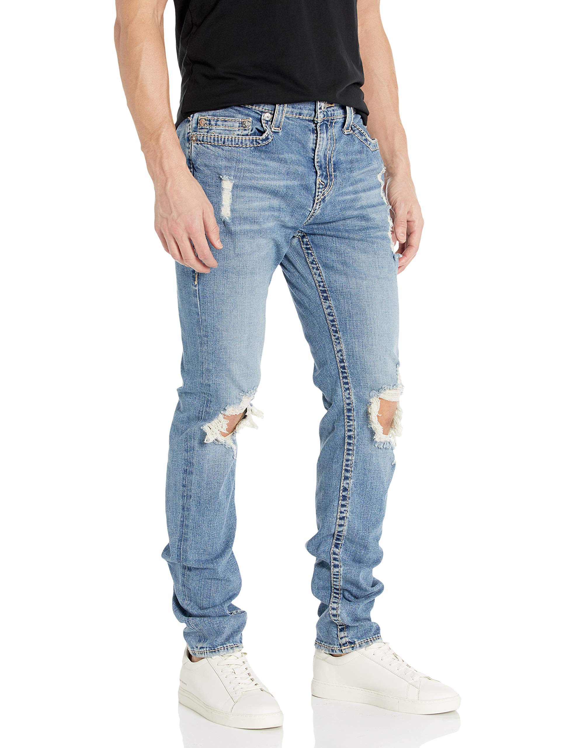 True Religion Men's Rocco Big T Skinny Fit Jeans - Slim Stretch Denim Pants for Casual Wear & Night Out | Comfortable Designer Jeans for Men