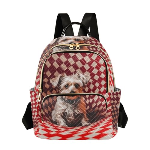 White Red Geometric Space Puppy