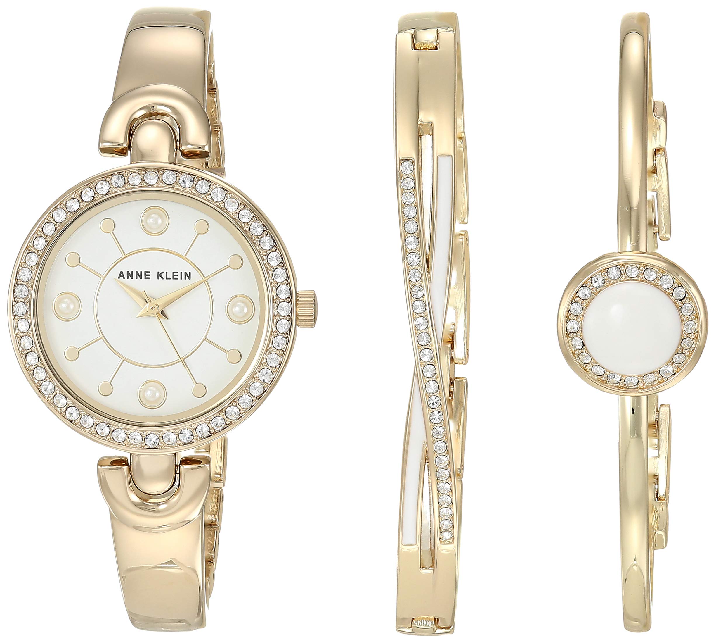 Anne Klein Women's Premium Crystal Accented Watch & Bracelet Set - Elegant Jewelry Gift for Her, Perfect for Work, Parties & Special Occasions