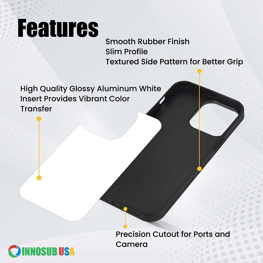 10 Pack Sublimation Phone Cases for iPhone 13 Pro MAX - Blank Rubber Black Dye-Sublimation Covers with Aluminum Inserts | Printable Phone Case Blanks for DIY Customization, Personalized Gifts & Small Business Merchandise