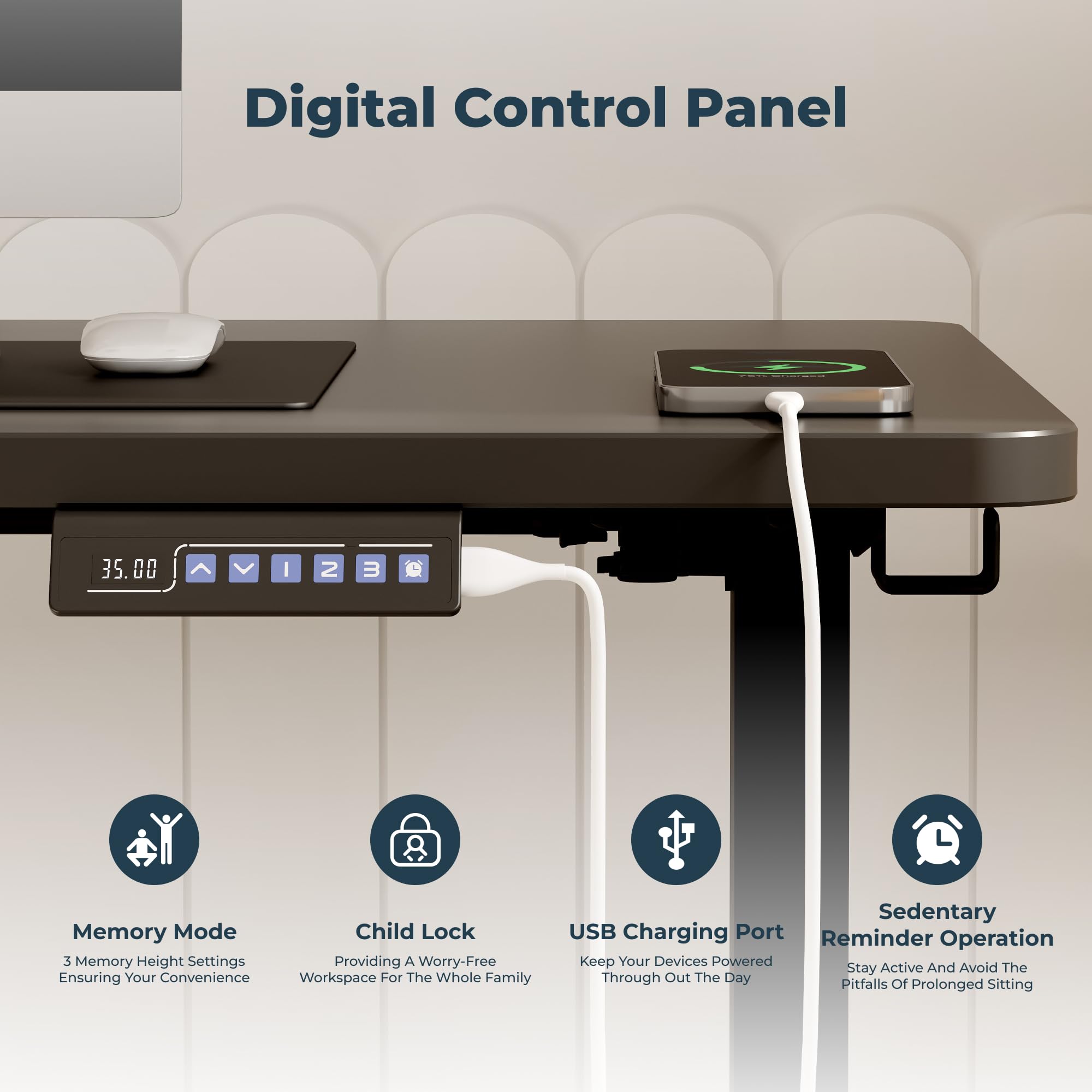 Height Adjustable Standing Desk 63x28 Inches - Electric Sit Stand Desk with Memory Preset, USB Charging Port & Cable Management | Ergonomic Home Office Desk for Work from Home & Gaming Setup
