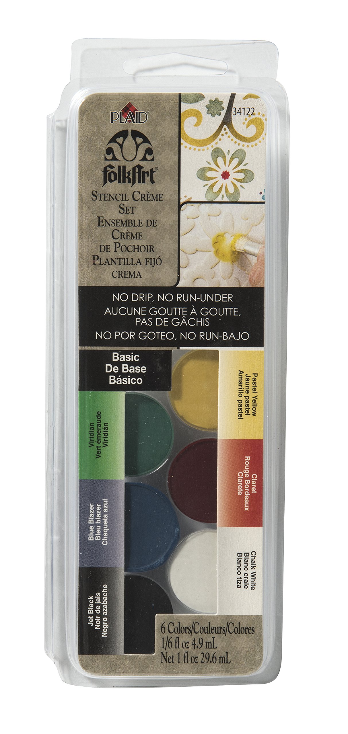 Delta Creative Stencil Creme Set - 34122 Basic 1 Fl Oz Oil-Based Stencil Paint for DIY Crafts, Scrapbooking & Home Decor Projects