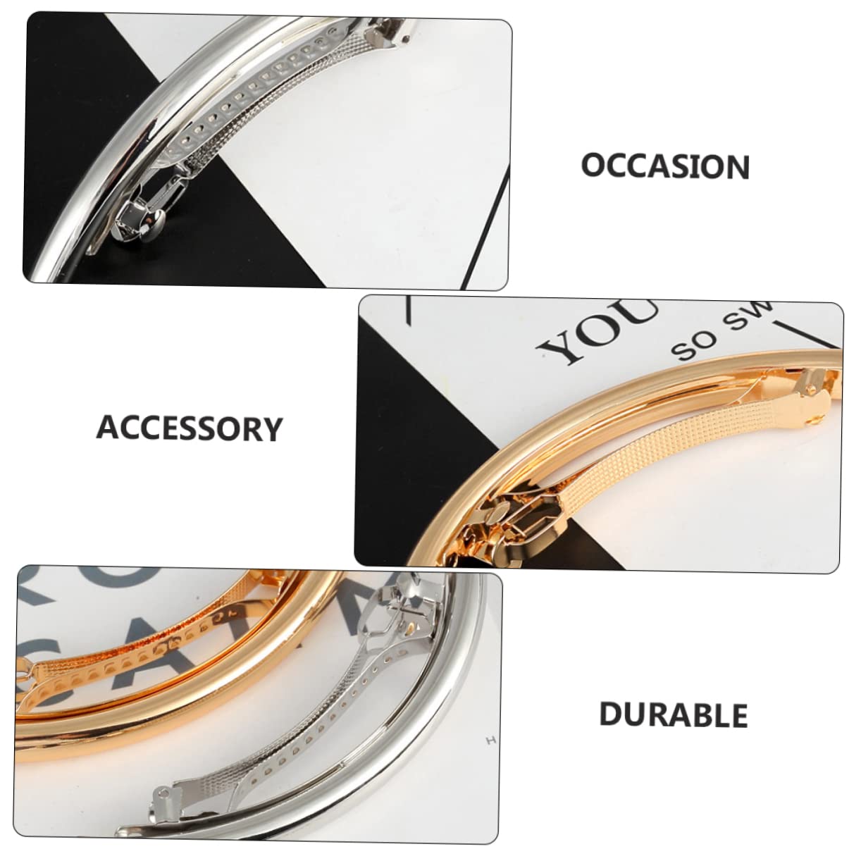 2PCS Metal Elbow Hair Clips - Automatic Banana Hair Barrettes for Women, Classic Hairpins, Non-Slip Hair Crab Clamps, Alloy Hair Jewelry Accessories for Spring & Summer Hairstyles | Perfect for Weddings, Parties & Everyday Wear