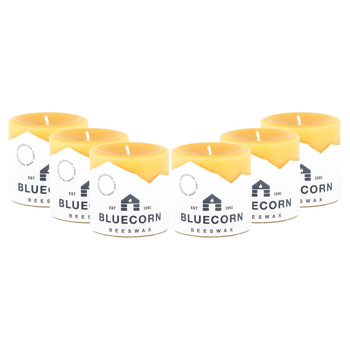 Bluecorn 100% Pure Beeswax Pillar Candles - Unscented Natural Yellow Candles | Soy-Free, Paraffin-Free, Fragrance-Free | 3x3 Inches, 50-Hour Burn Time, 6-Pack | Handmade in Colorado USA | Perfect for Home Decor, Meditation, Weddings & Relaxation