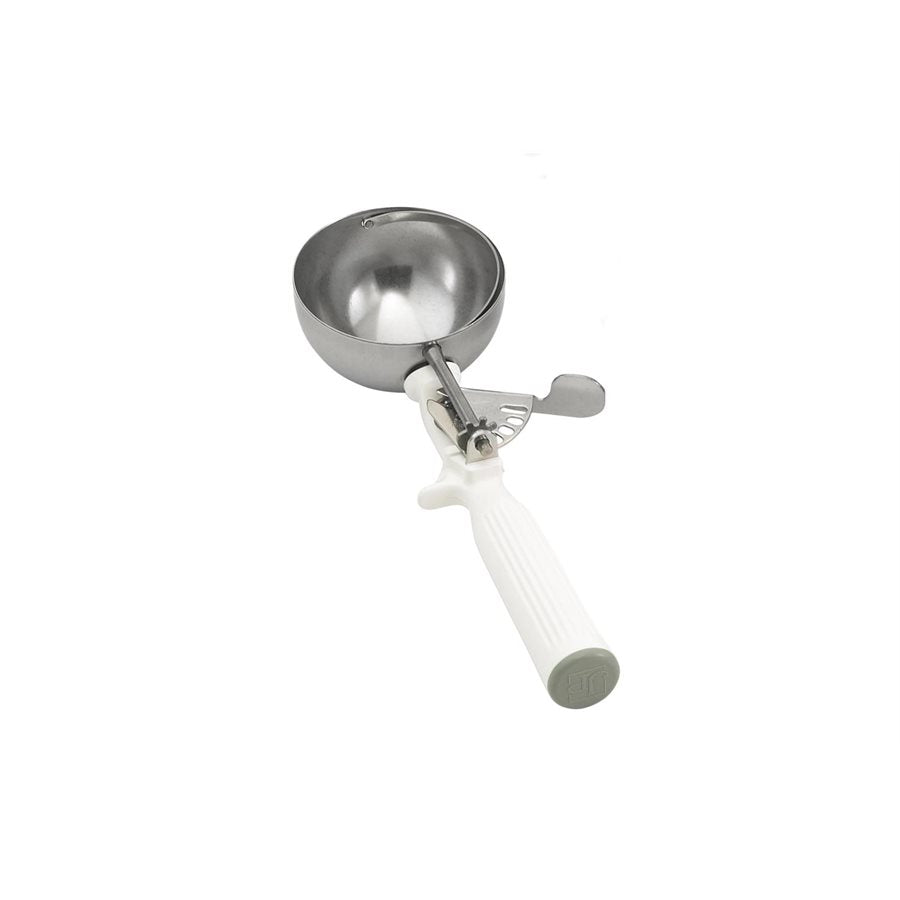 Vollrath #6 Disher Scoop 5.33 Oz with White Handle - Perfect for Cookie Dough, Ice Cream & Food Portioning