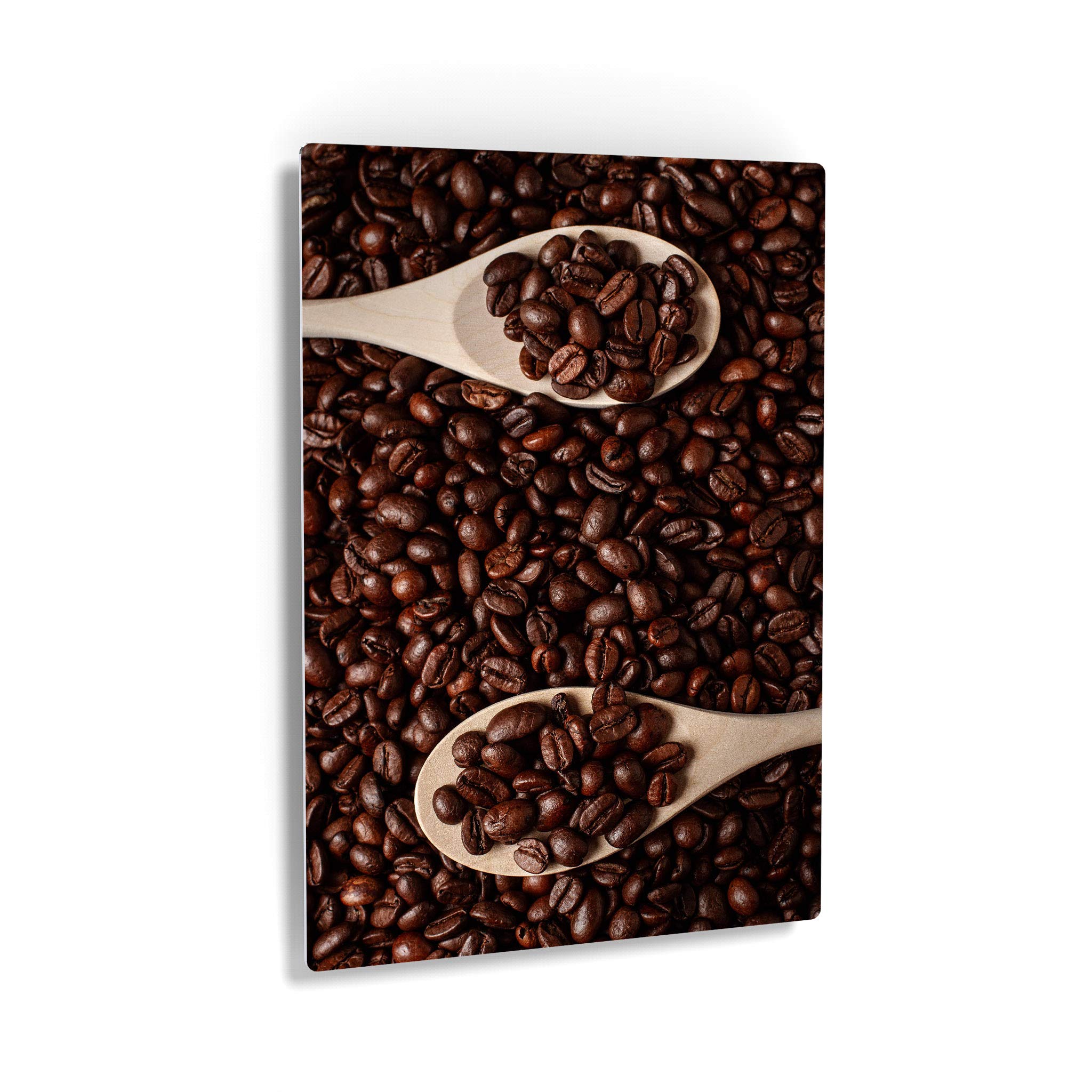 Premium Tasty Coffee Beans on Wood Spoon Metal Wall Art Print - Modern Kitchen & Cafe Decor, Farmhouse Dining Room Art, Unique Housewarming Gift - Made in USA (40x30) - Perfect for Coffee Shops, Restaurants & Home Decor