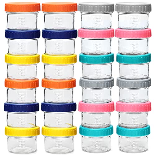 24-Pack 4oz Glass Baby Food Storage Containers with Lids - BPA-Free Reusable Small Jars for Homemade Purees - Microwave, Dishwasher & Freezer Safe - Perfect for Meal Prep, Daycare & On-the-Go Feeding