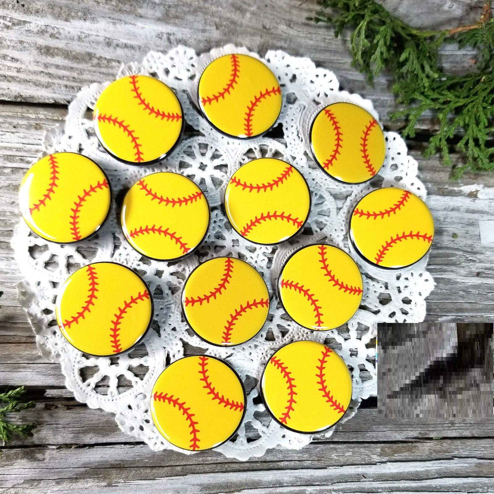 R&G Unlimited - 12 Pack Softball Button Pins | Custom Trade Button Badges for Team Decor, Party Favors & Collectibles | Perfect for Sports Events, Fundraisers & Fan Gifts