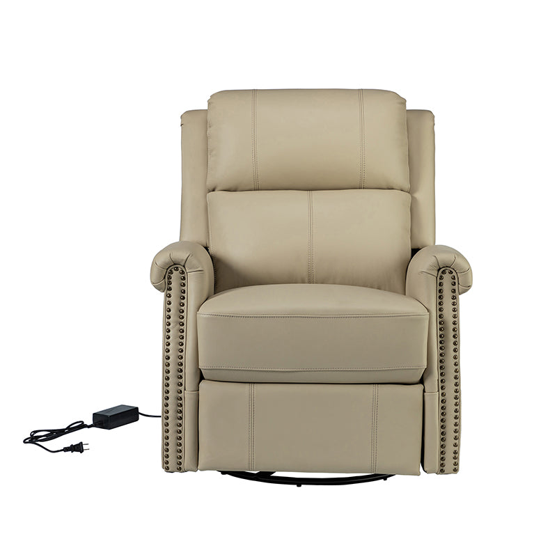 Kaietan Genuine Leather Power Rocking Recliner Chair - Adjustable Electric Massage Recliner Sofa for Living Room, Home Theater & Office Relaxation