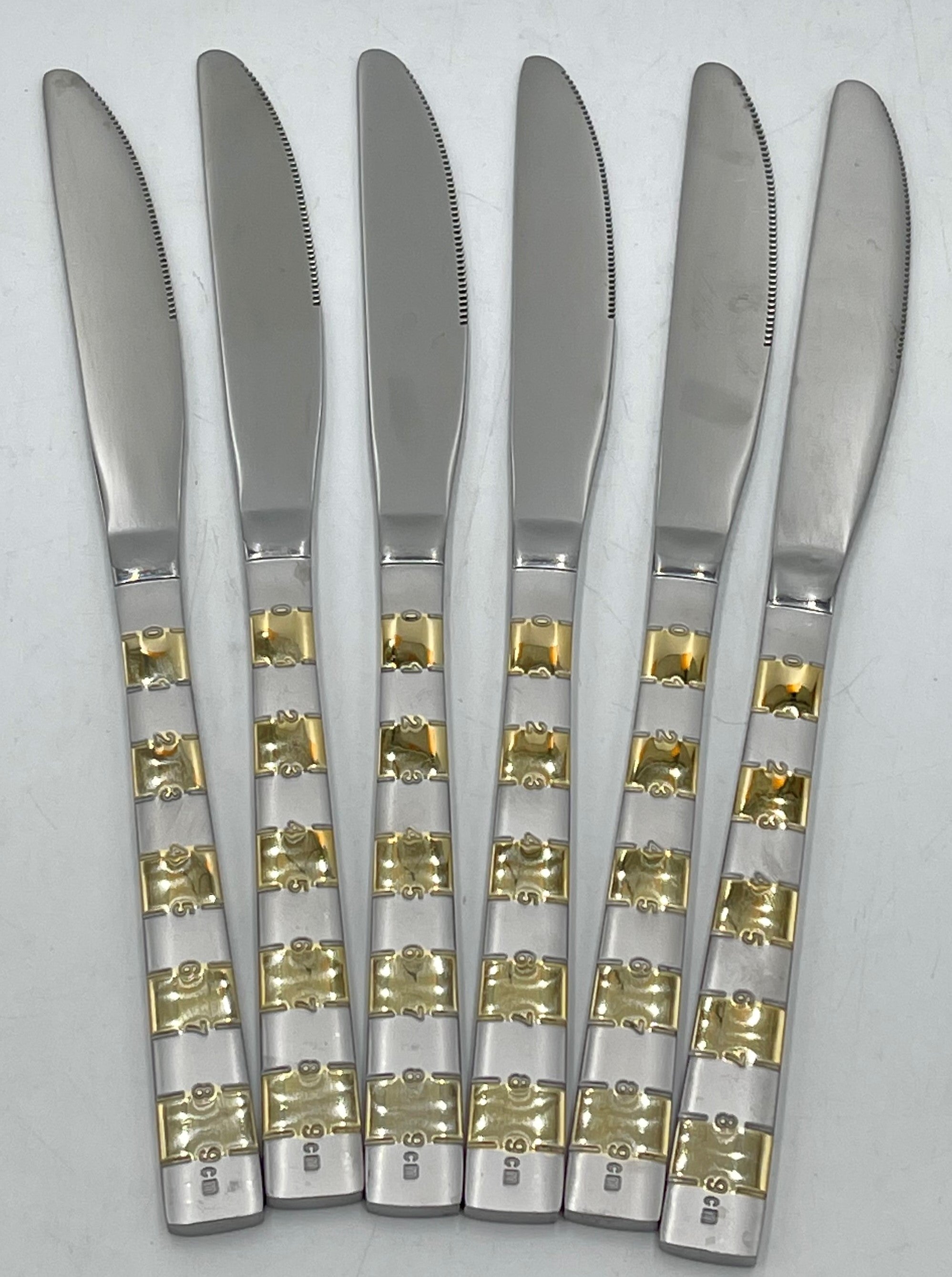 6-Piece Stainless Steel Dinner Knife Set - Gold & Silver Elegant Cutlery for Formal Dining, Wedding, and Special Occasions