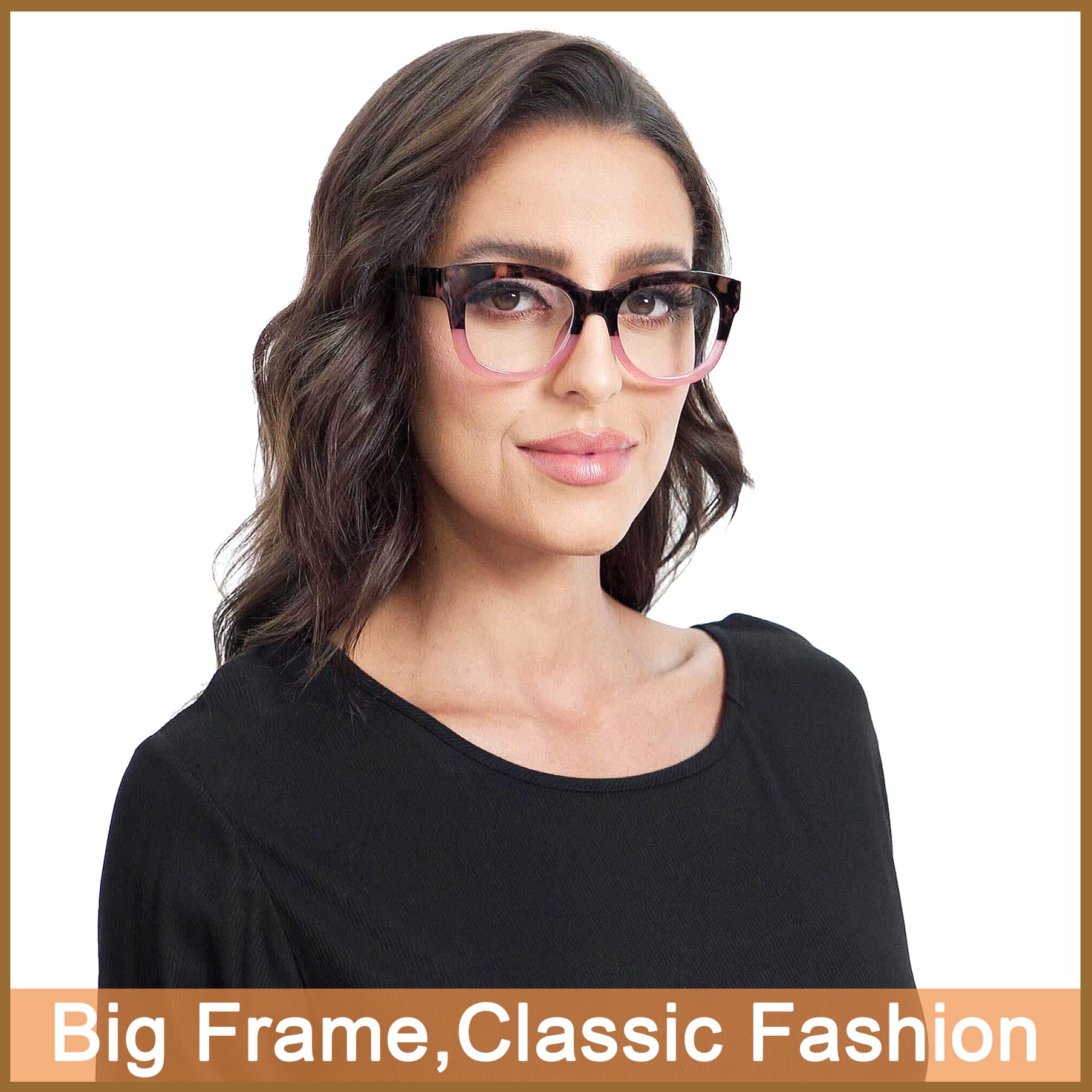 3 Pack Blue Light Blocking Reading Glasses for Women - Fashionable Oversized Round Frame Computer Eyeglasses with Spring Hinge, Anti-Glare & UV Protection (+1.75 Magnification) - Perfect for Office Work, Screen Time & Night Reading