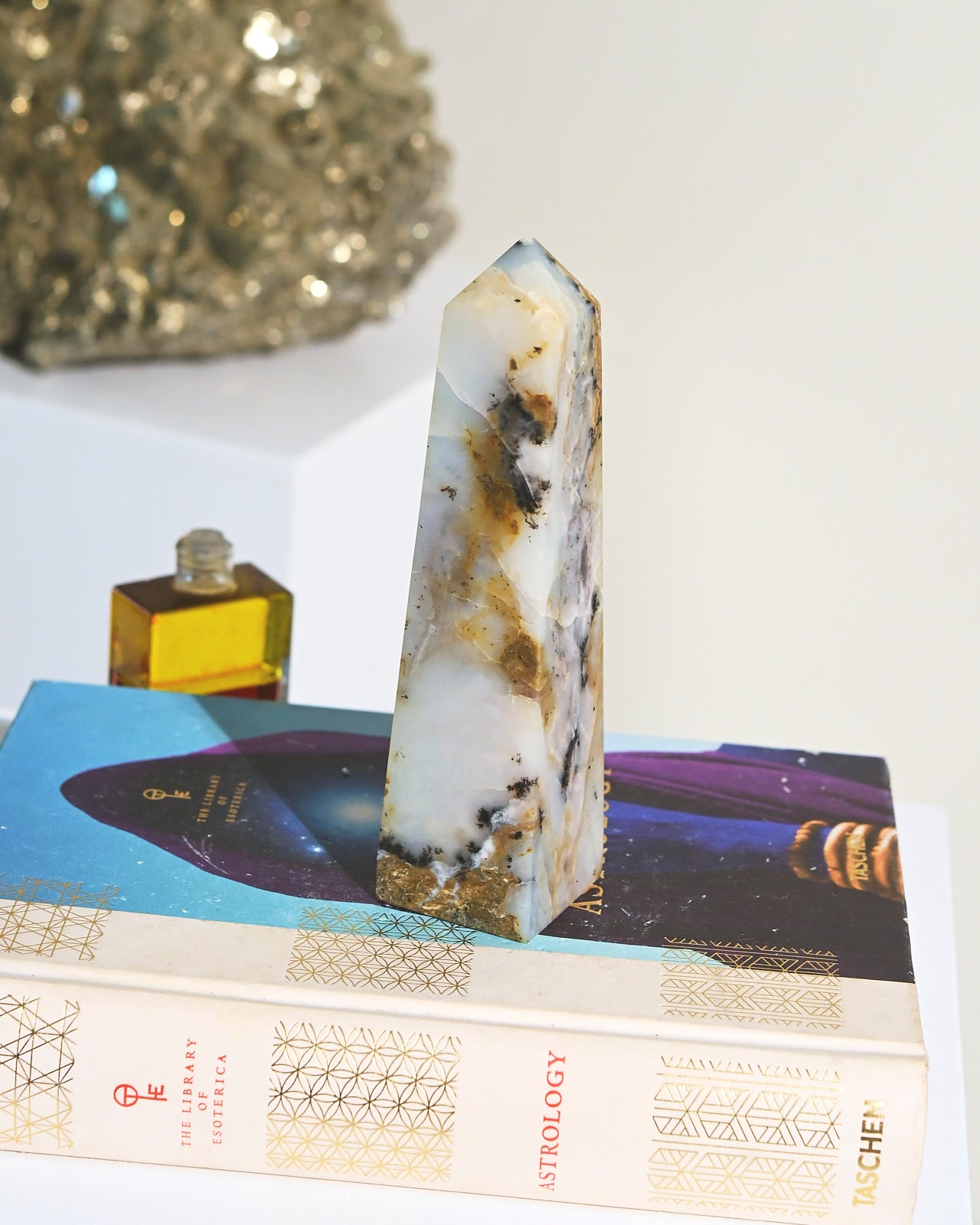 Peruvian Blue Opal Crystal Tower - 6.5 Inch Healing Stone for Meditation, Reiki & Home Decor