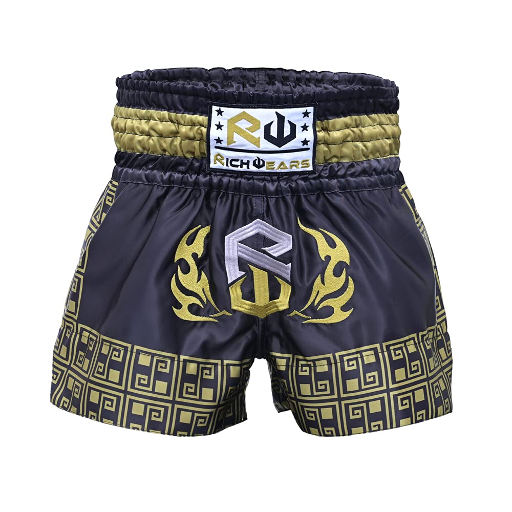 RICHWEARS USA Muay Thai Shorts - Breathable Martial Arts Trunks for Grappling, MMA, Boxing & Gym Workouts - Perfect for Training, Sparring & Fitness Exercises