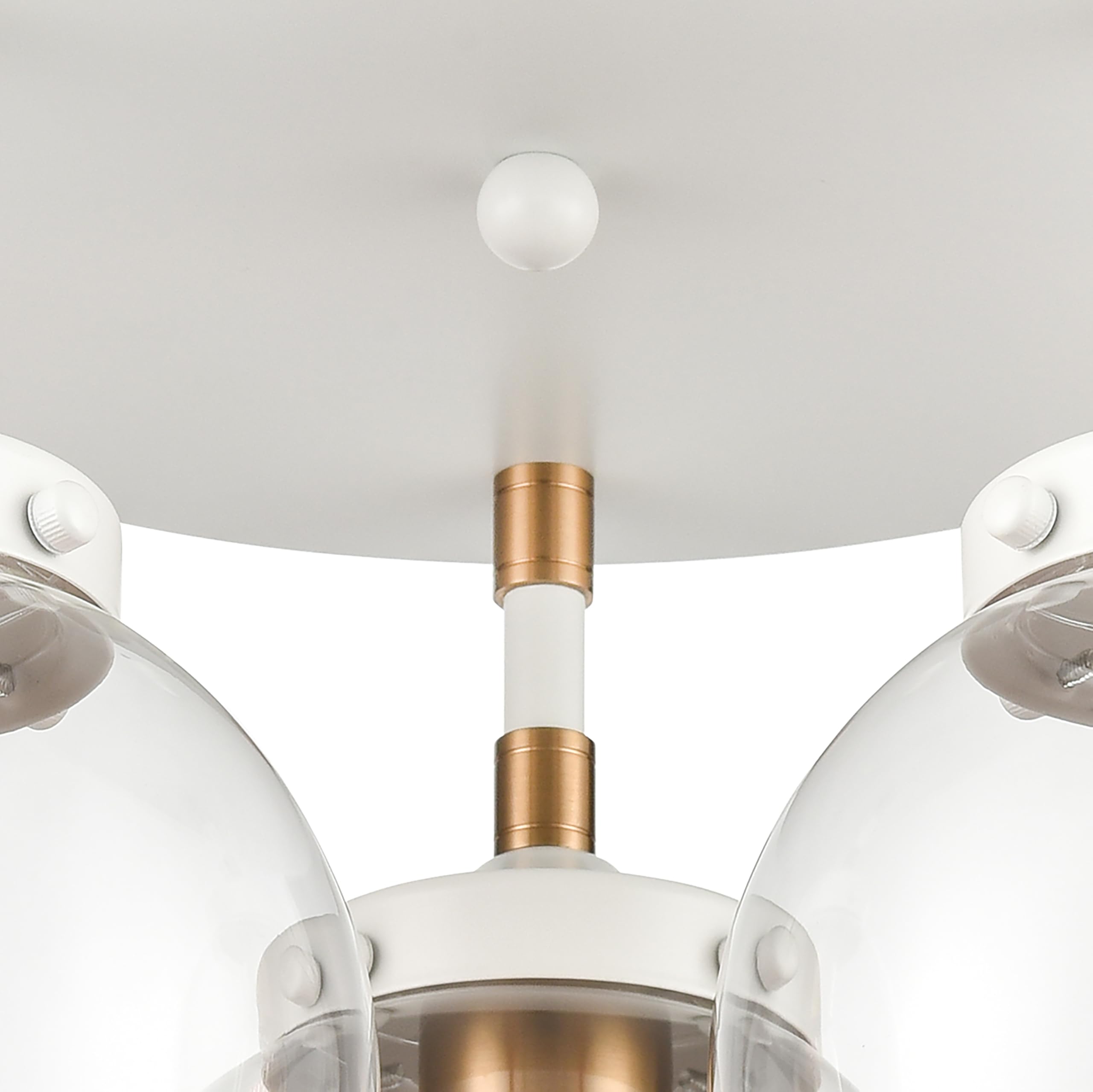 Elk Home Boudreaux 3-Light Semi Flush Mount Ceiling Light Fixture - Matte White Finish with Clear Glass Shades, Modern Contemporary Style for Living Room, Bedroom or Dining Room Lighting