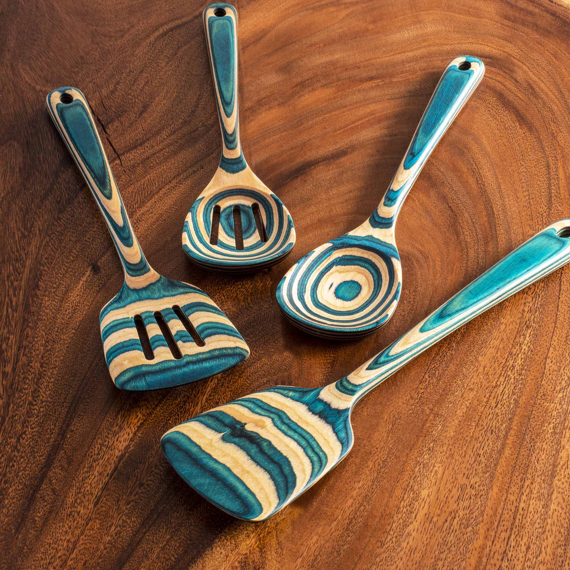 Baltique® Mykonos Collection 4-Piece Nonstick Cooking Utensil Set - Wooden Handle Kitchen Tools for Baking, Frying & Stirring - Perfect for Home Chefs & Gift Giving