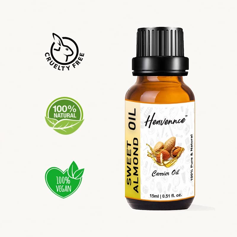 Pure Sweet Almond Oil for Skin & Hair Care - Natural Moisturizer & Massage Oil | 15ml Bottle | Hydrates Dry Skin, Conditions Hair & Perfect for Aromatherapy