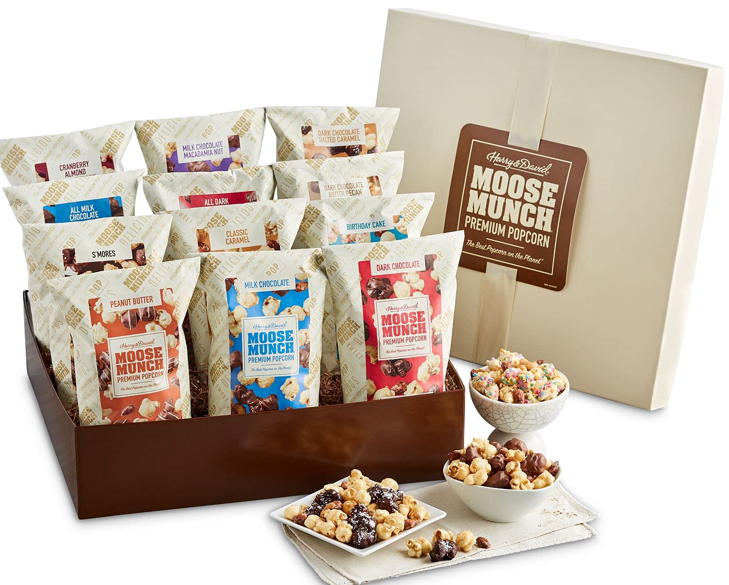 Harry & David Moose Munch Premium Gourmet Popcorn Gift Box - Sweet & Salty Caramel Popcorn Snack for Movie Nights, Holidays & Corporate Gifting