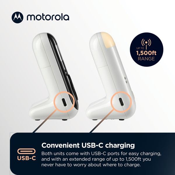 Motorola PIP15 HD Baby Monitor with Night Light - 2 Parent Units & 1500ft Range for Dual Room Monitoring | Two-Way Audio & Night Vision for Newborns | Perfect for Nursery, Bedroom & Travel Use