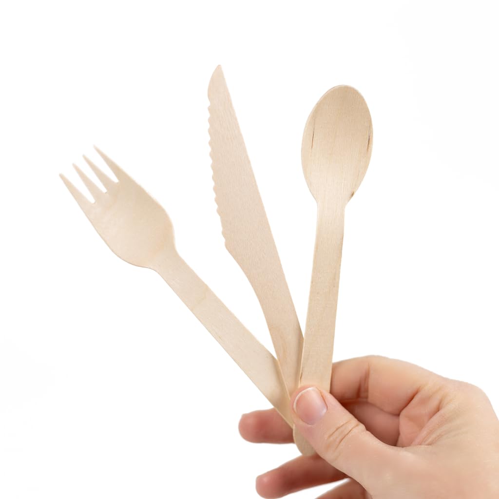 Eco-Friendly 6 Inch Disposable Wooden Forks - 100 Pcs Bulk Pack | Sturdy Biodegradable Cutlery for Picnics, Parties & Outdoor Dining | Sustainable Alternative to Plastic Utensils