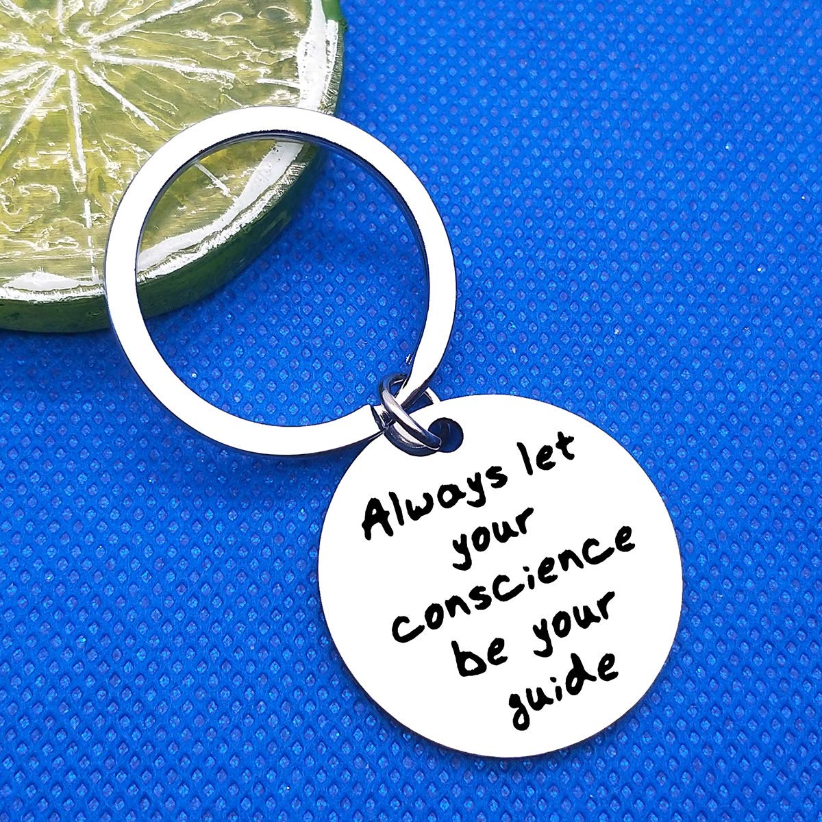 Jiminy Cricket Quote Keychain - Motivational Gifts for Women & Men - Inspirational Encouragement Gifts for Christmas, Thanksgiving - 'Always Let Your Conscience Be Your Guide' - Perfect for Daily Reminder, Office Decor, Backpack Accessory & Thoughtful Present