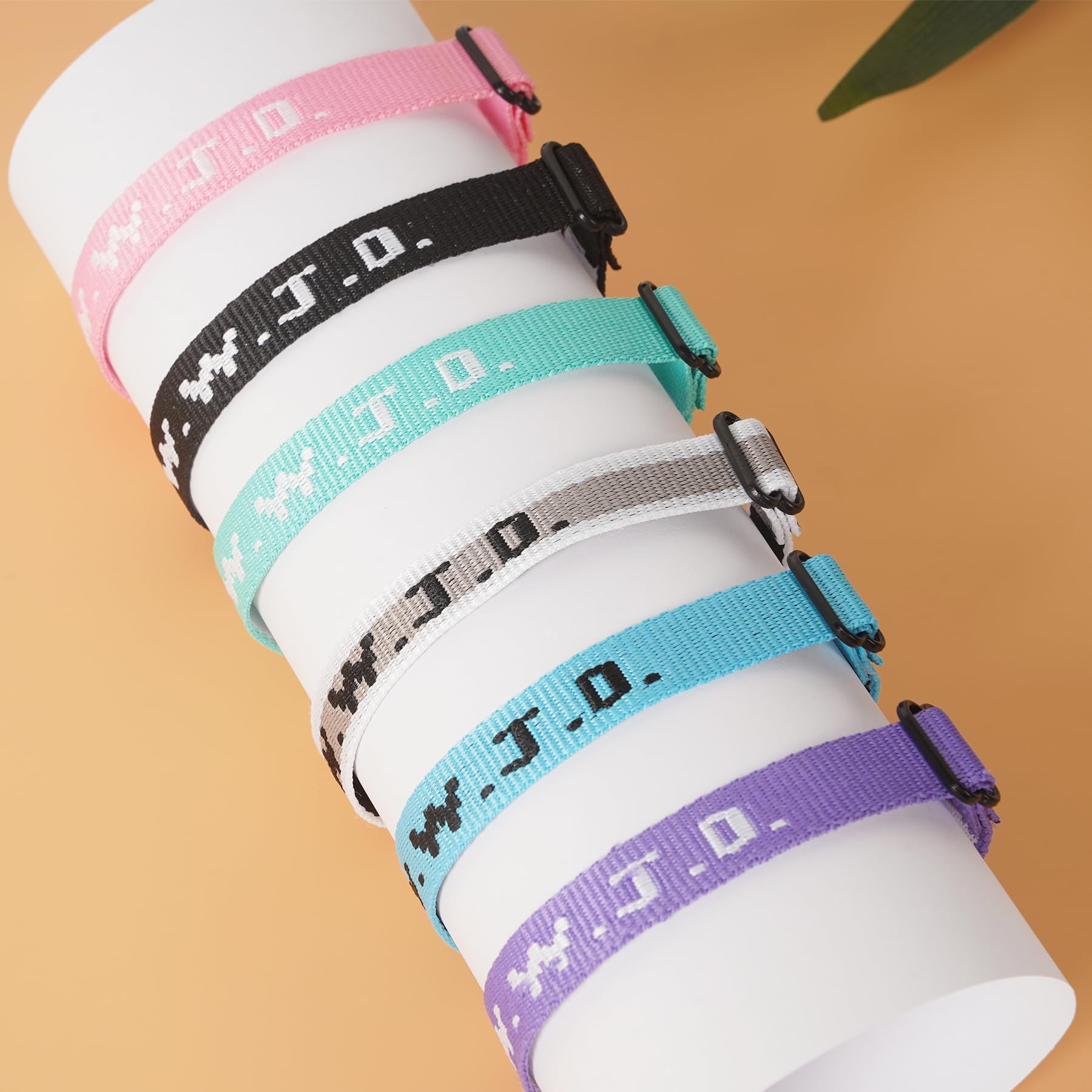 WWJD Bracelets - 6 Pack Adjustable What Would Jesus Do Christian Bracelets for Women & Men - Inspirational Religious Gifts for Adults - Perfect for Church, Bible Study & Daily Faith Reminder