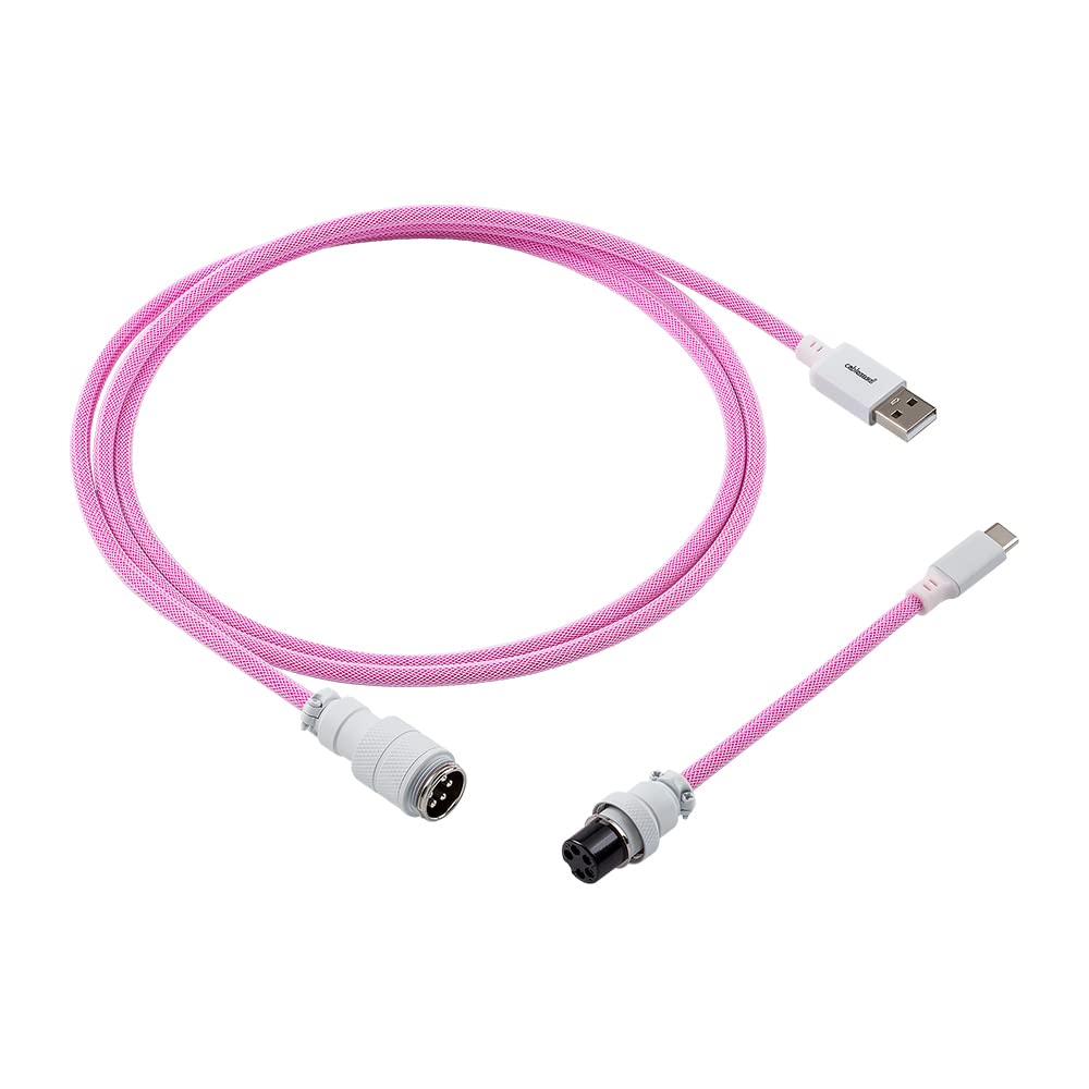 CableMod Pro Straight Keyboard Cable - USB A to USB C 5ft (150cm) - Strawberry Cream Color - High-Speed Data Sync & Charging for Mechanical Keyboards - Perfect for Gaming Setups & Home Office Workstations