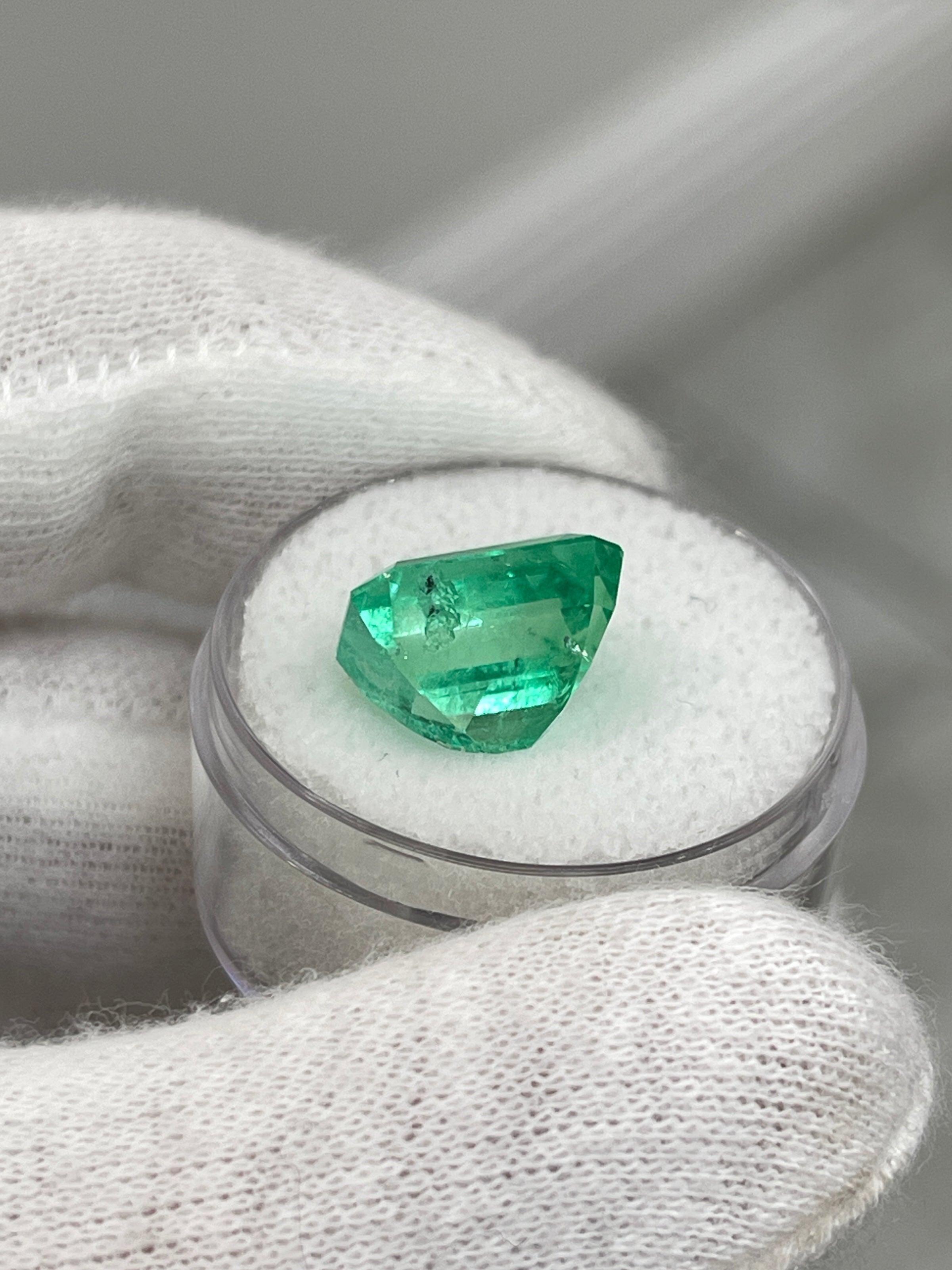 6.79 Carat 12x10mm Natural Loose Colombian Emerald - Classic Emerald Cut, Ethically Sourced, AAA Quality Green Gemstone for Jewelry Making, Engagement Rings & Luxury Gifts