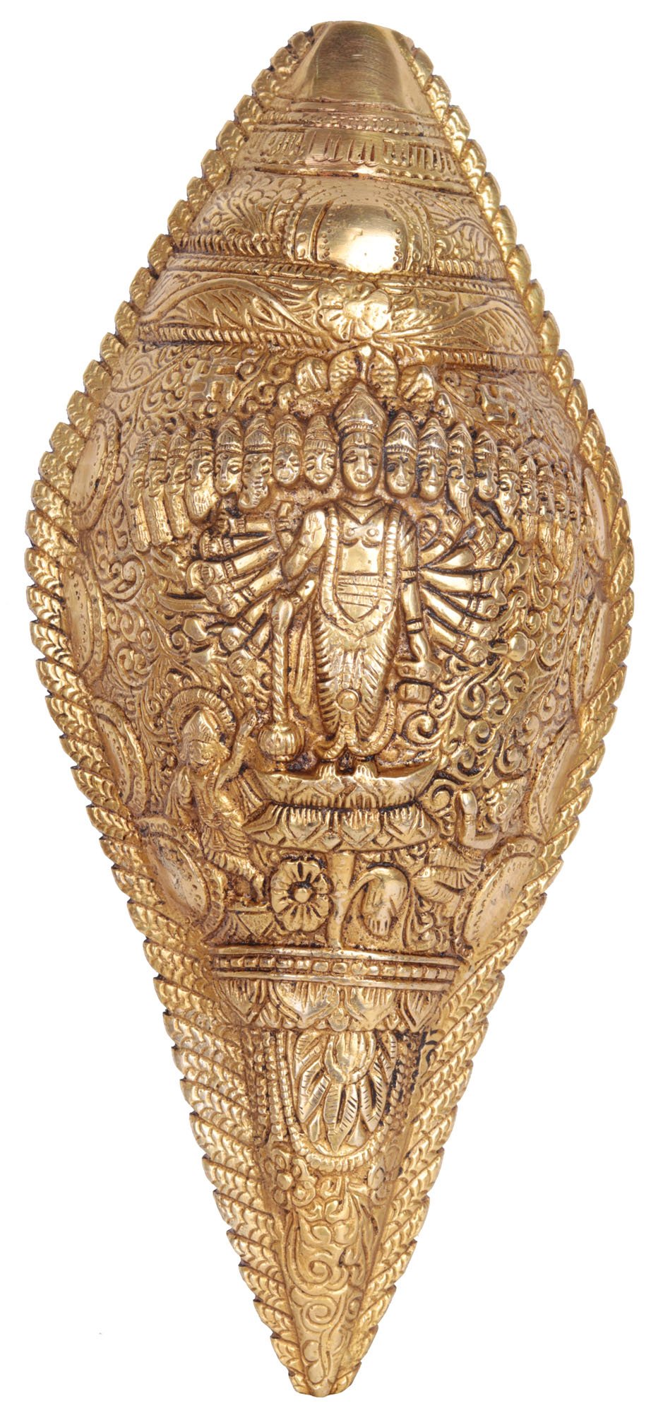 Vishvarupa Vishnu Conch Shell Wall Hanging Decor - Handmade Hindu Spiritual Home Temple Decor for Puja Room, Meditation Space & Yoga Studio
