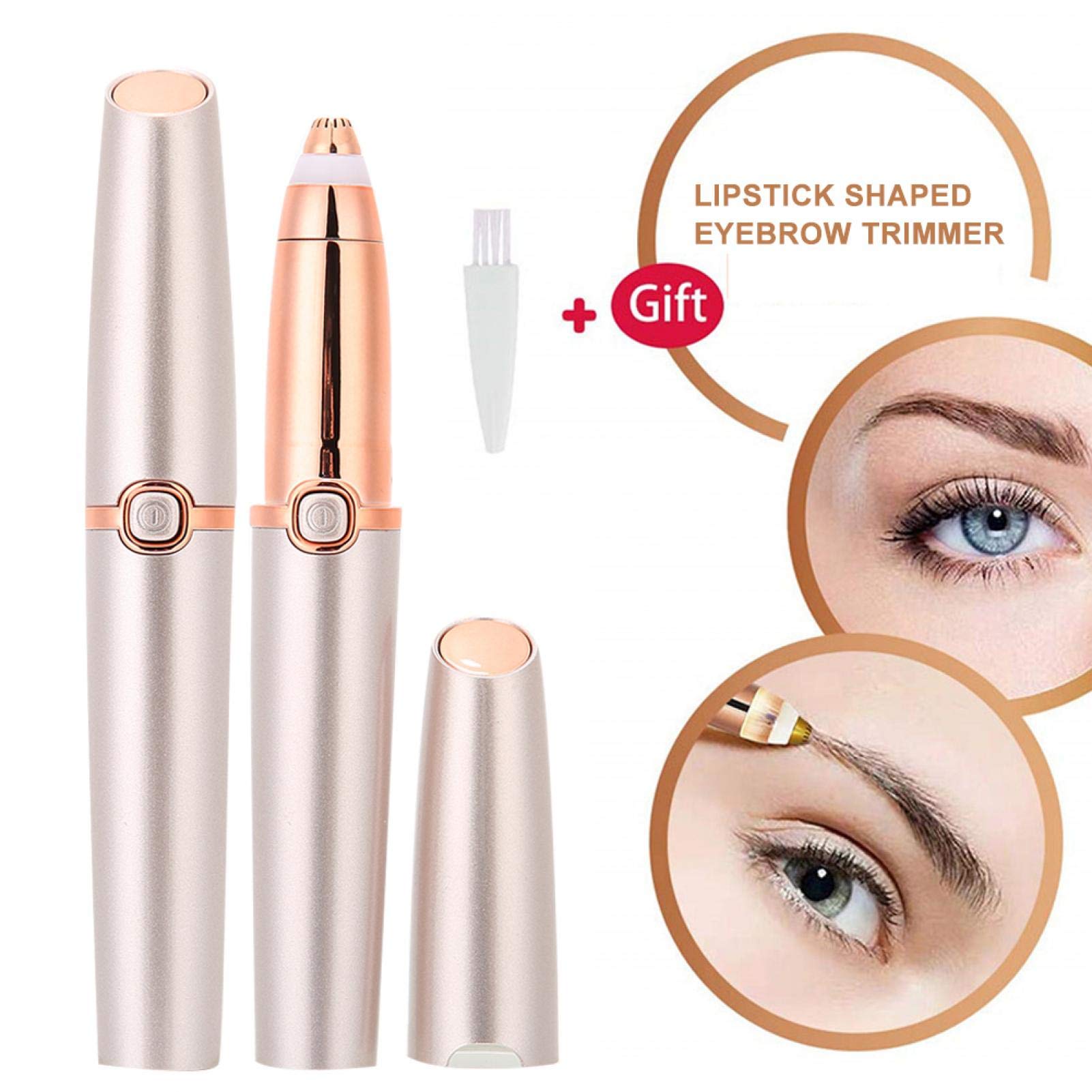 Electric Eyebrow Trimmer for Women - Lipstick Shaped Precision Shaver with Rose Gold Finish | Perfect for Eyebrow Grooming, Travel & On-the-Go Touch Ups
