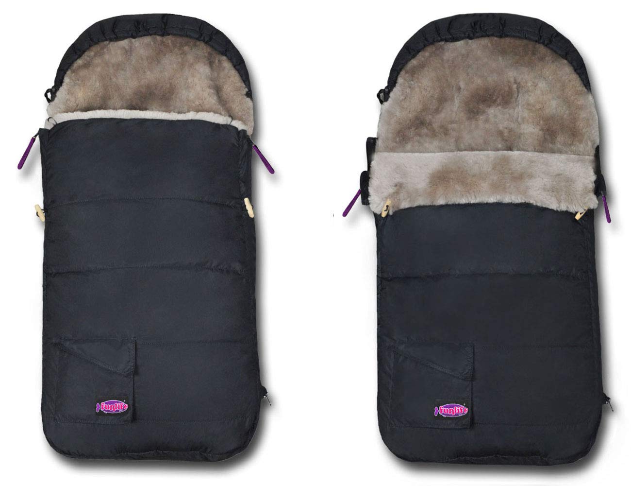 3 in 1 Australia Sheepskin Footmuff for Baby Strollers - Weatherproof & Adjustable Temperature Stroller Bunting Bag - Premium Lambskin Travel Accessory for Infants - Perfect for Winter Walks, Outdoor Adventures & Car Seat Compatibility