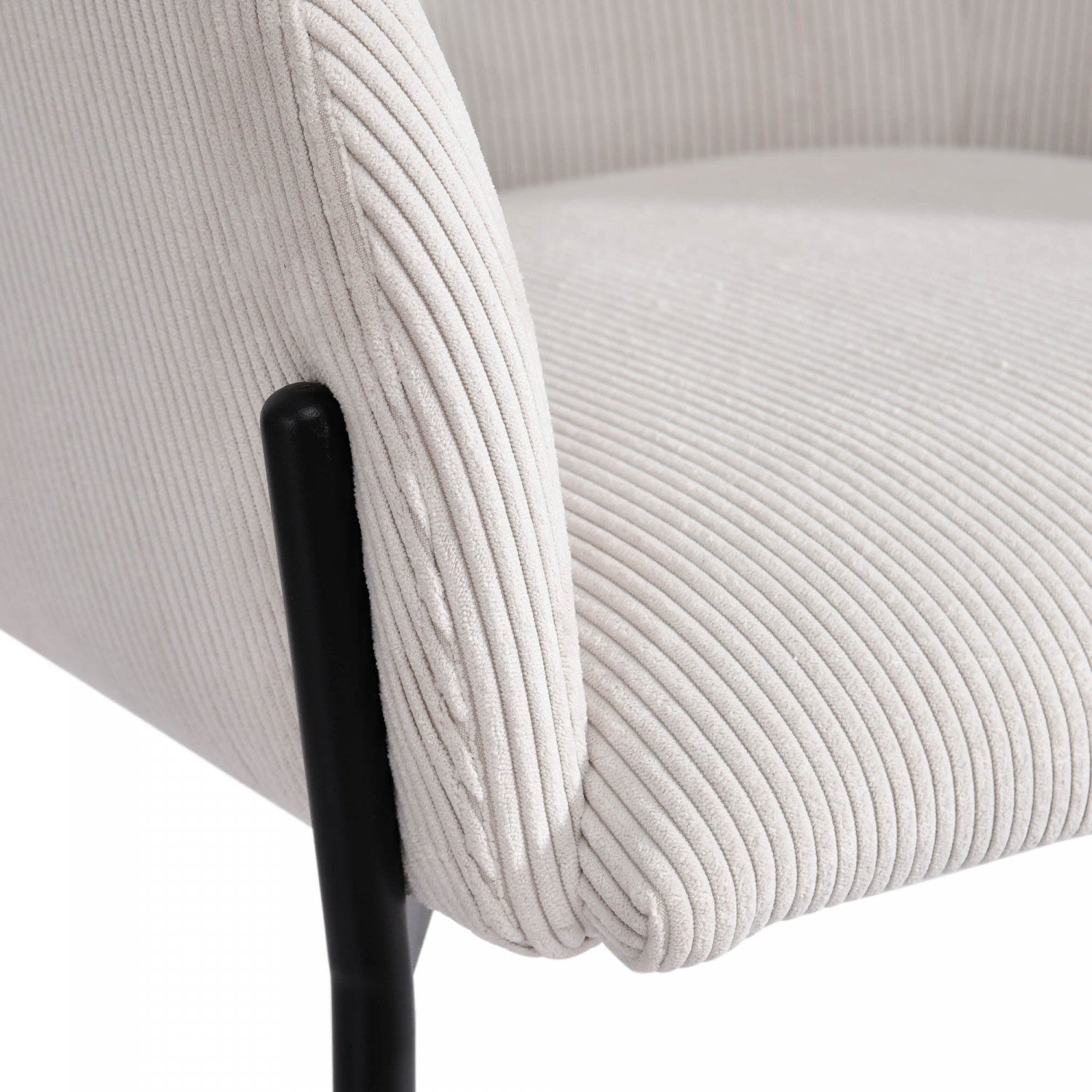 Celon Dining Chair - White Corduroy Upholstered Modern Kitchen Chair for Dining Room, Breakfast Nook & Home Office - Comfortable & Stylish Seating Solution