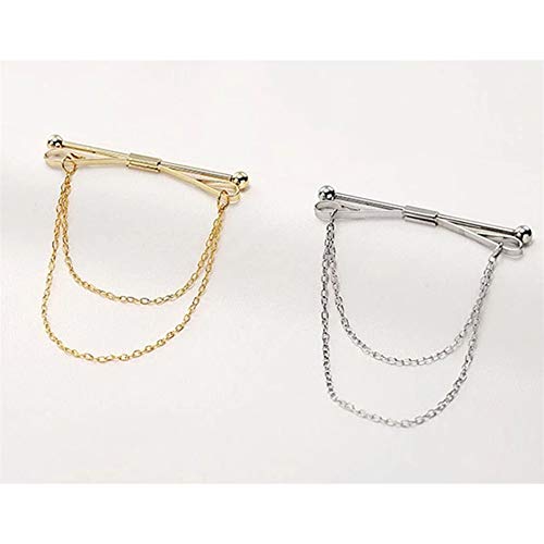 Elegant Men's Collar Pin Necktie Clip Bar Chain - Gold & Silver Shirt Collar Accessories for Wedding, Suit & Formal Attire - Perfect Gift for Groomsmen, Business Professionals & Fashion Enthusiasts (Random Style) - Office Wear, Special Occasions & Everyday Sophistication