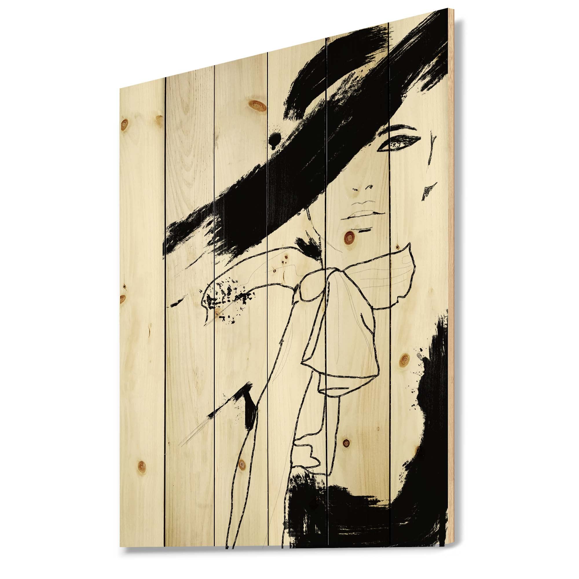 Modern Abstract Wood Wall Art - Large Black Contemporary Wooden Panel Decor for Women, Printed on Natural Pine | Perfect for Living Room, Bedroom & Office Decor