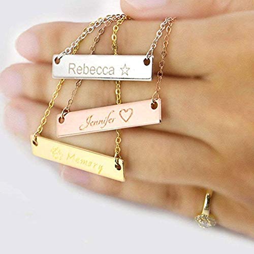 Personalized Name Big Bar Necklace for Women - Engraved Custom Jewelry Gift for Her - Perfect for Birthdays, Anniversaries & Special Occasions