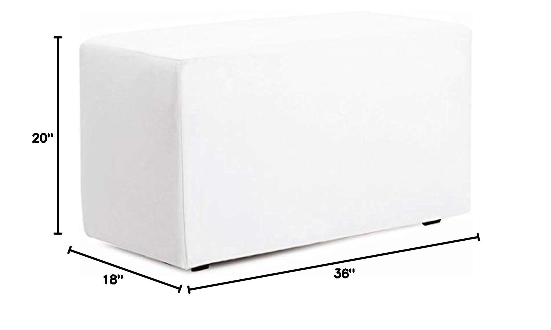 Howard Elliott Rectangle Outdoor Patio Cushion Bench with Cover - Waterproof Patio Footrest & Coffee Bench - Comfortable Cushioned Seating for Living Room, Bedroom, Deck & Garden - Perfect for Relaxing Outdoors (White)