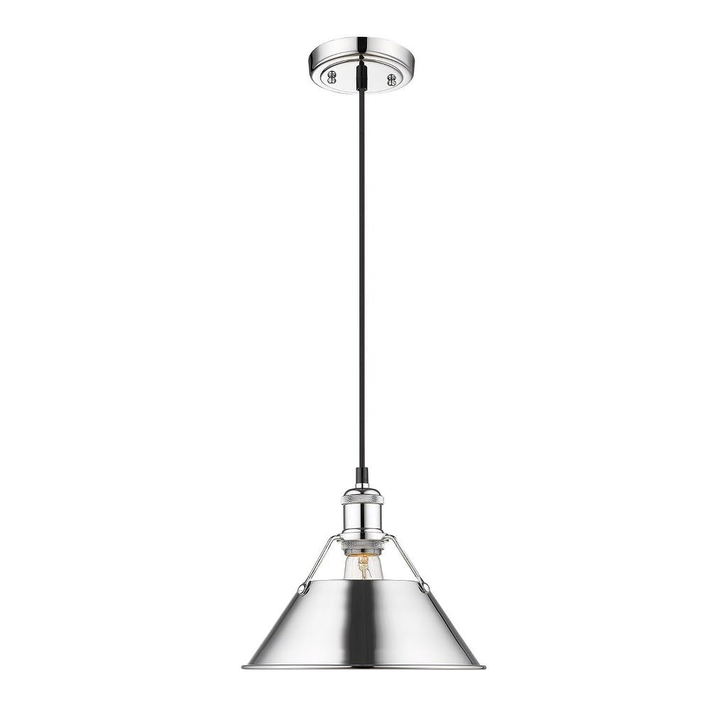 Golden Lighting 3306-M CH Orwell Chrome Pendant Light - Modern Kitchen Island Hanging Light Fixture with Chrome Shade for Dining Room, Living Room & Bedroom Ceiling Lighting Decor
