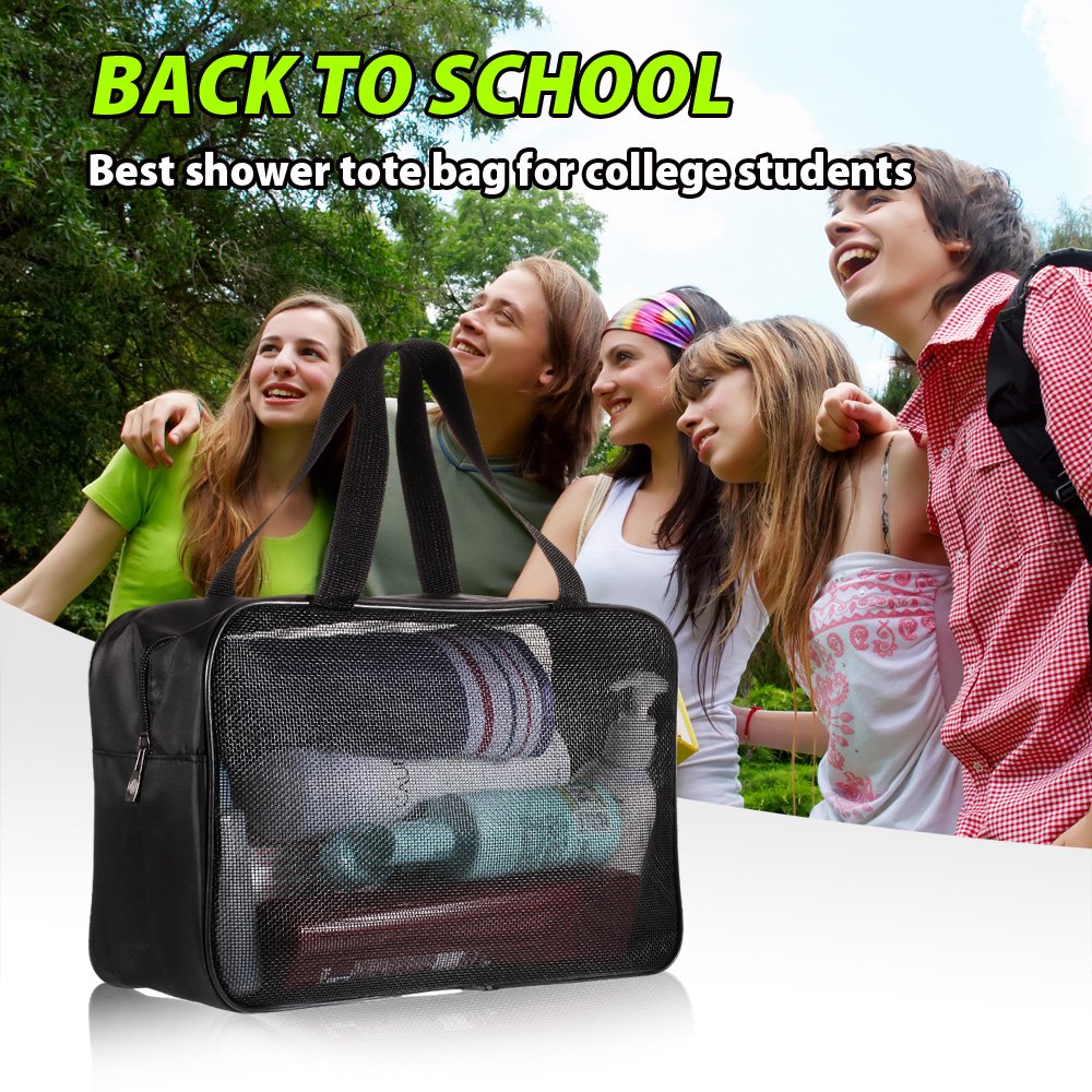 Portable Mesh Shower Caddy Organizer - Quick Dry Bathroom Tote Bag for College Dorm, Gym, Camping & Travel - Waterproof Toiletry Storage for Men, Women & Kids - Ideal for Shower, Beach & Outdoor Activities