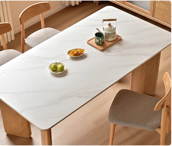 Solid Oak Wood Modern Dining Table - Rock Design for Kitchen, Dining Room & Home Decor | Durable & Stylish Furniture for Family Gatherings