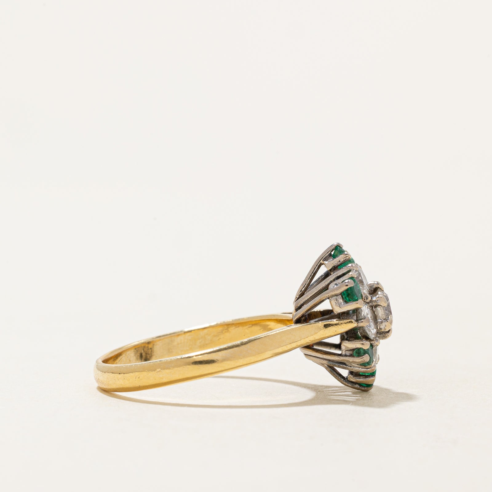 Emerald & Diamond Cluster Ring - 0.24ctw & 1.05ctw - Size 7.25 - Elegant Wedding, Engagement & Anniversary Jewelry Gift for Women
