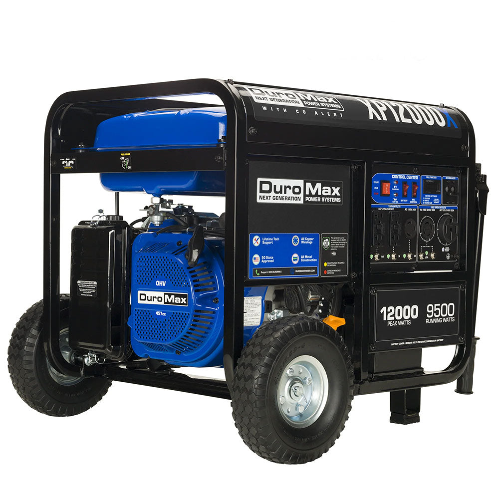 12,000 Watt Portable Gasoline Generator with CO Alert - Reliable Backup Power for Home, Camping & Emergency Use