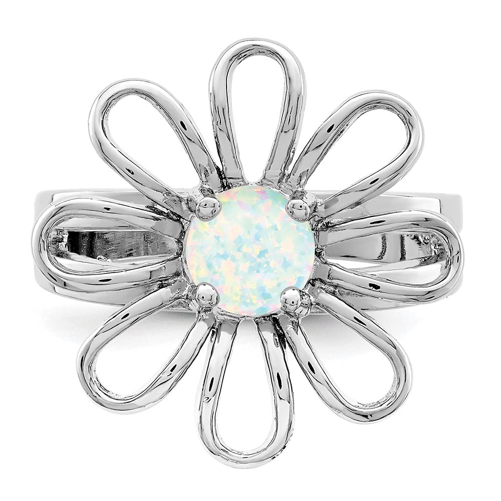 925 Sterling Silver Lab-Created Opal Flower Ring for Women | Elegant Fine Jewelry Gift for Her | Perfect for Weddings, Anniversaries & Special Occasions