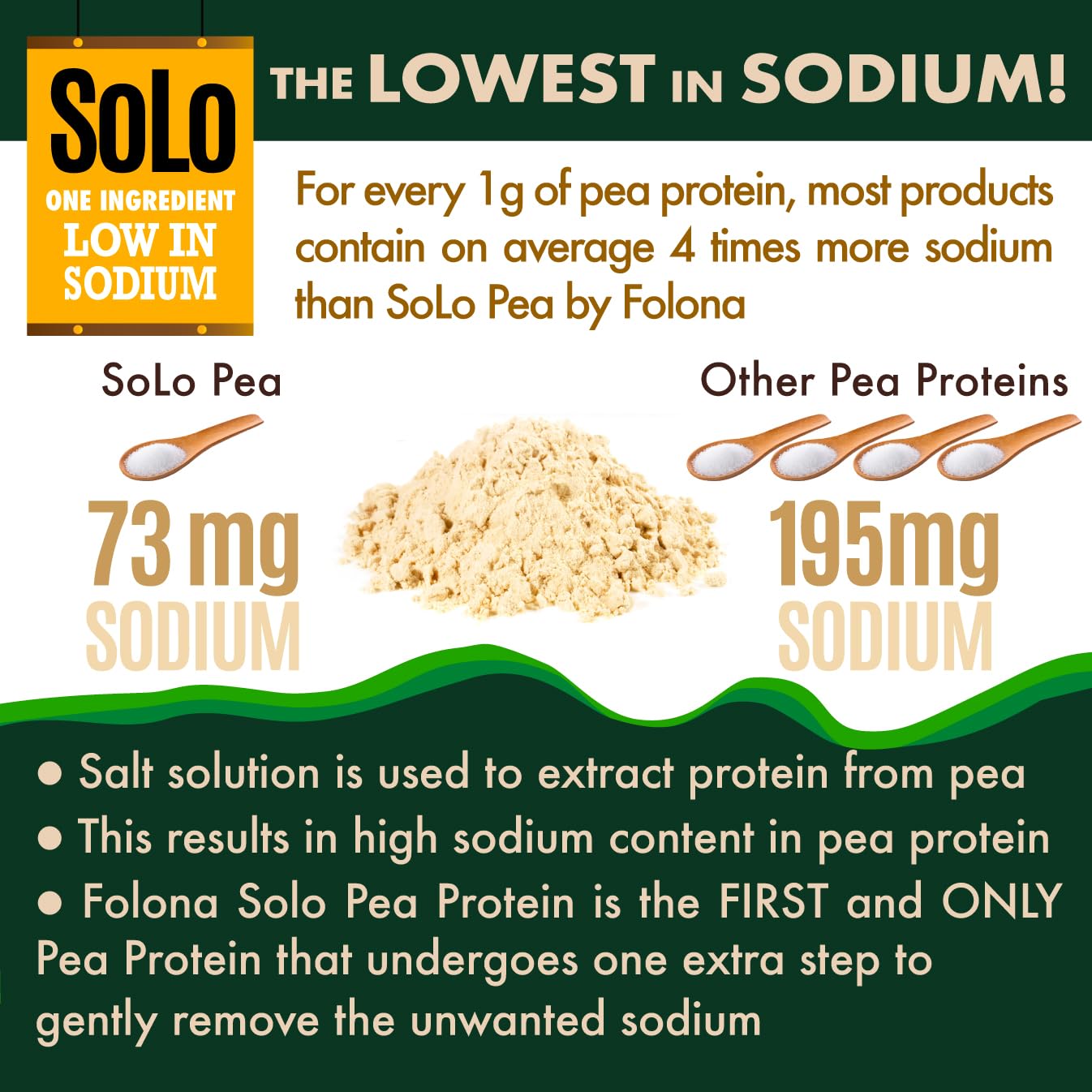 SOLO Organic Pea Protein Isolate Powder - 100% Vegan, Non-GMO, Unflavored Plant-Based Protein with BCAA - Low Sodium, Keto & Paleo Friendly, Easy to Digest - Made from Canada Grown Peas, No Additives (2.7 lbs) - Perfect for Smoothies, Baking & Post-Workout Recovery