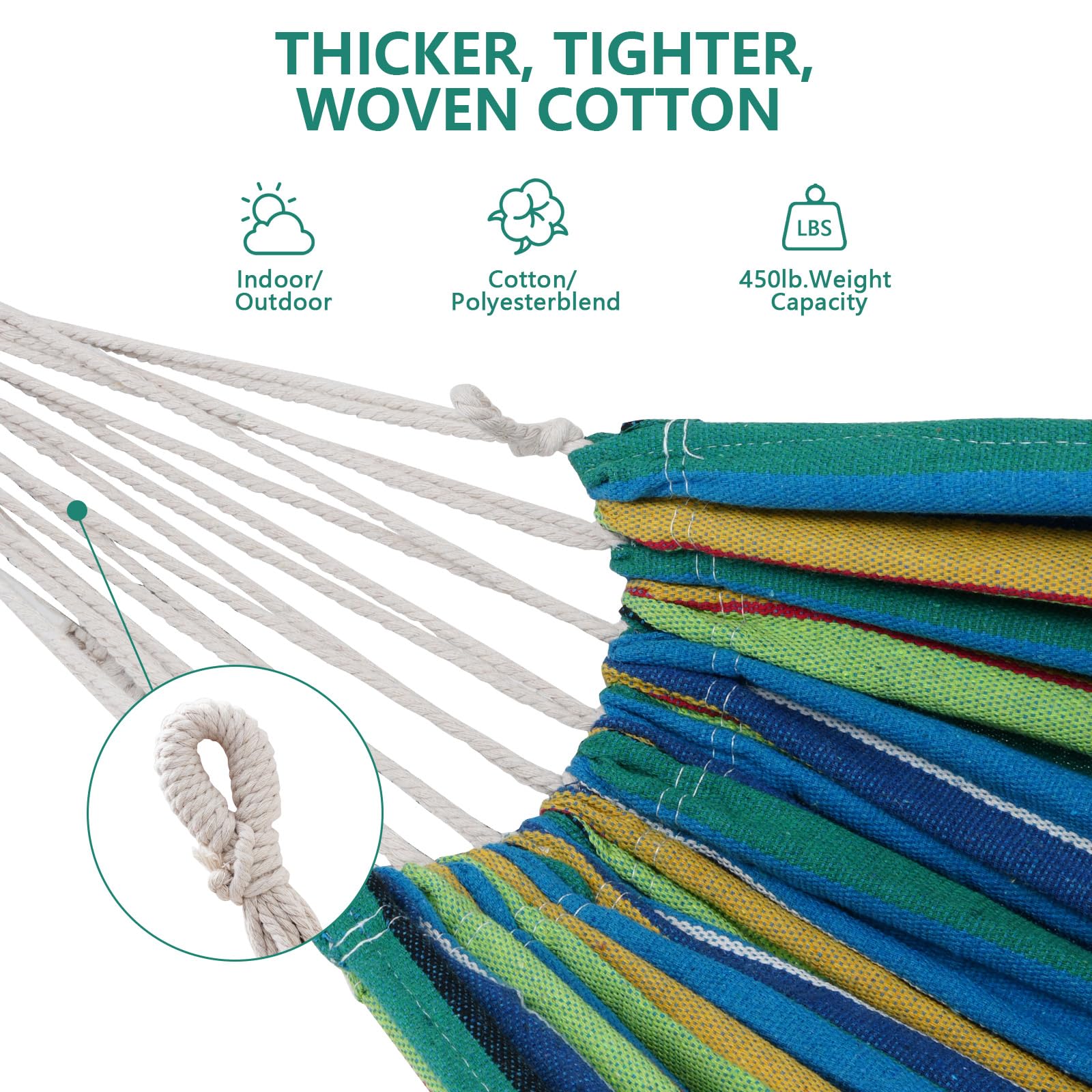 Double Hammock with Stand - 450lb Capacity Space-Saving Steel Frame & Premium Carry Bag - Perfect for Outdoor, Indoor, Yard, Camping (Vigor Green) - Ideal for Backyard Relaxation, Beach Trips, and Patio Lounging