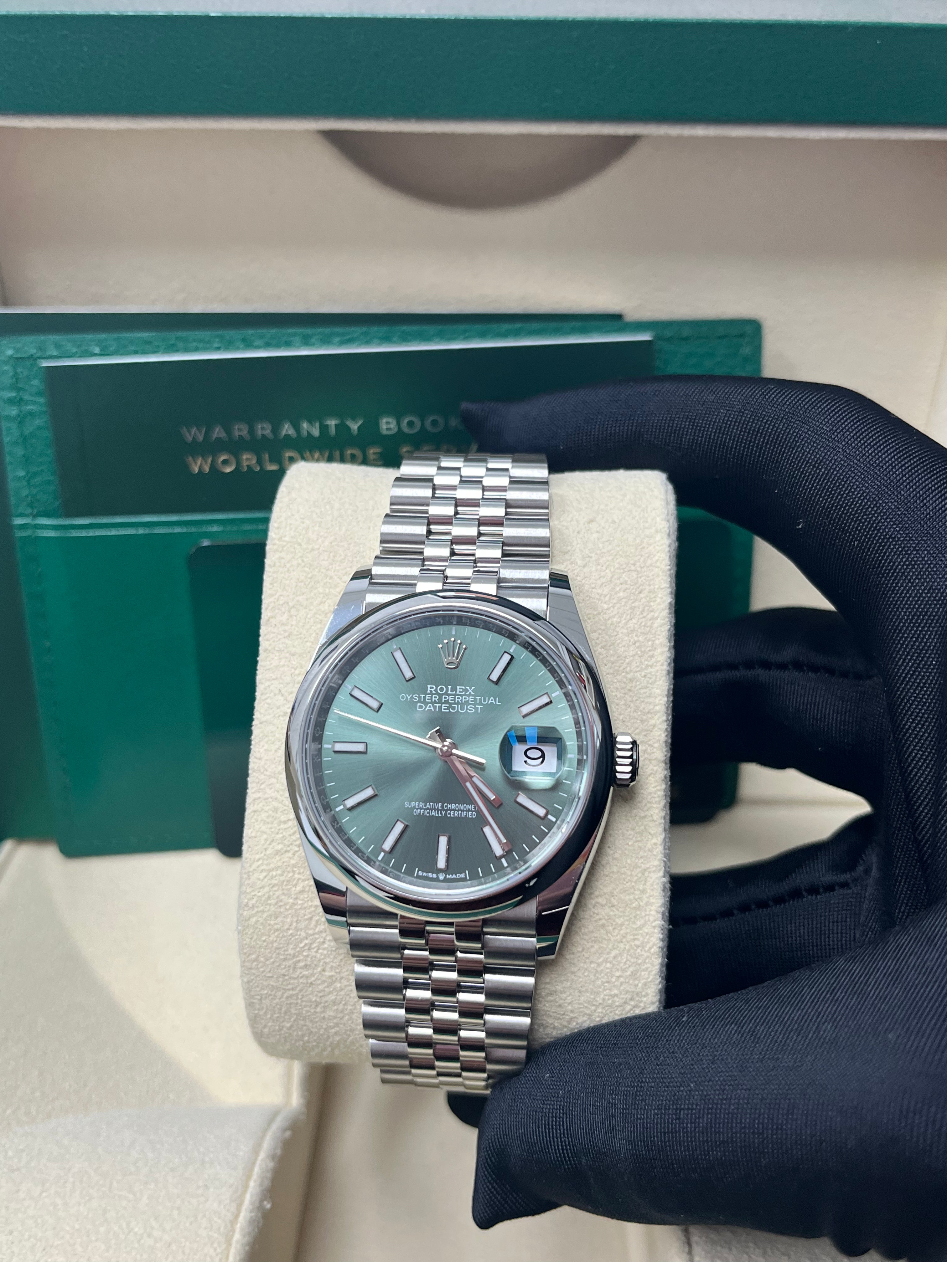 Rolex Datejust 36 Watch - Domed Bezel, Mint Green Index Dial, Jubilee Bracelet (Model 126200) | Luxury Timepiece for Men, Perfect for Business, Formal & Special Occasions