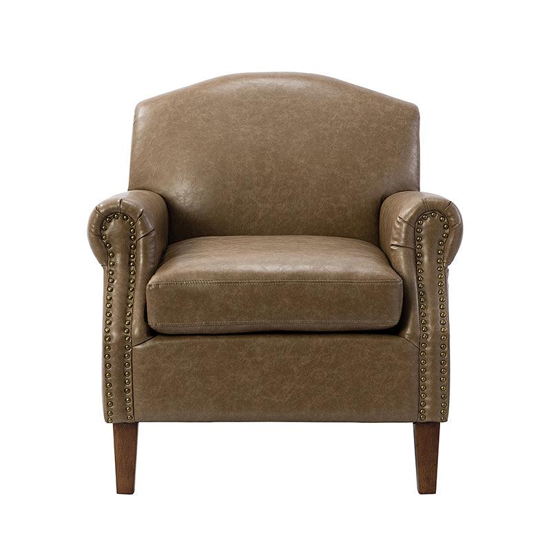 Gianfranco Vegan Leather Armchair with Sturdy Wooden Legs - Modern Vegan Leather Lounge Chair for Living Room, Office & Reading Nook - Eco-Friendly Faux Leather Accent Chair